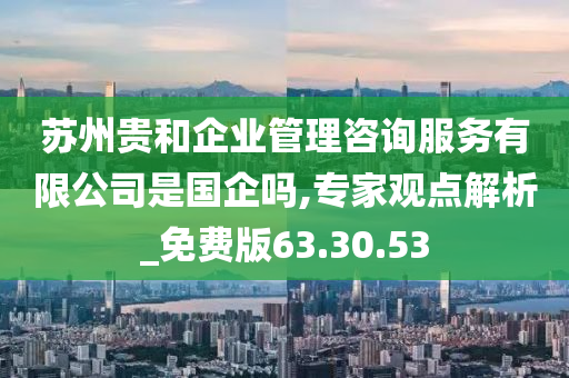 苏州贵和企业管理咨询服务有限公司是国企吗,专家观点解析_免费版63.30.53