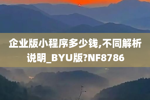 企业版小程序多少钱,不同解析说明_BYU版?NF8786