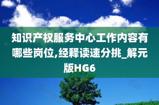 知识产权服务中心工作内容有哪些岗位,经释读速分挑_解元版HG6