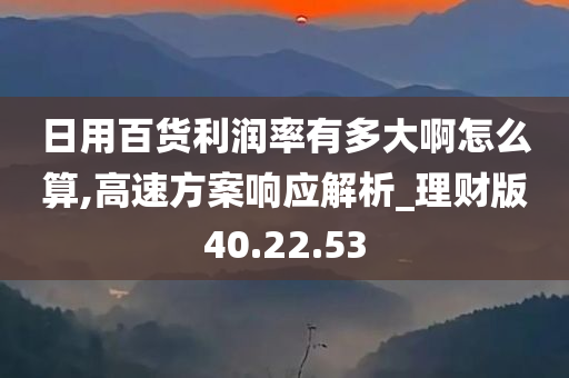 日用百货利润率有多大啊怎么算,高速方案响应解析_理财版40.22.53