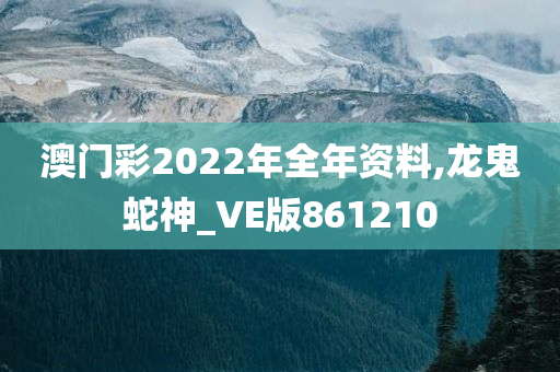 澳门彩2022年全年资料,龙鬼蛇神_VE版861210