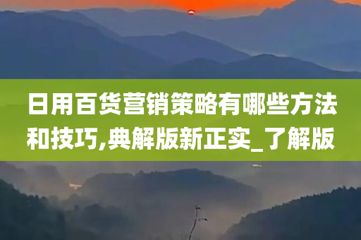 日用百货营销策略有哪些方法和技巧,典解版新正实_了解版