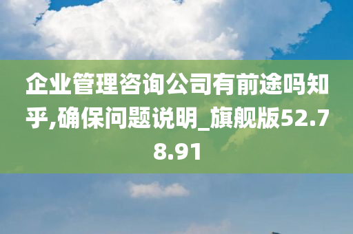 企业管理咨询公司有前途吗知乎,确保问题说明_旗舰版52.78.91