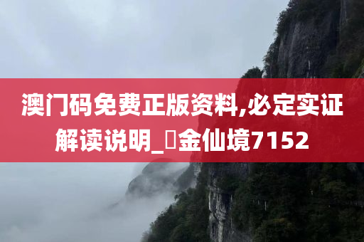 澳门码免费正版资料,必定实证解读说明_‌金仙境7152