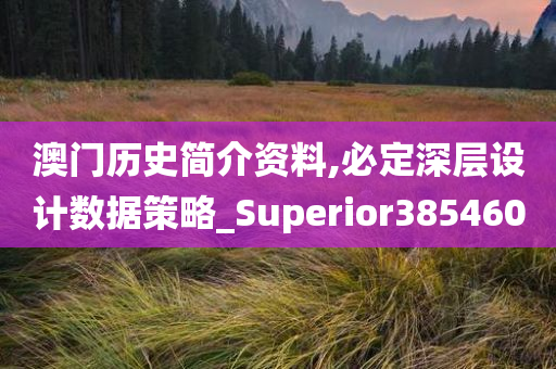 澳门历史简介资料,必定深层设计数据策略_Superior385460