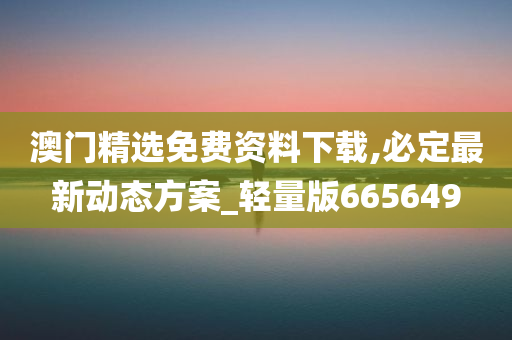 澳门精选免费资料下载,必定最新动态方案_轻量版665649