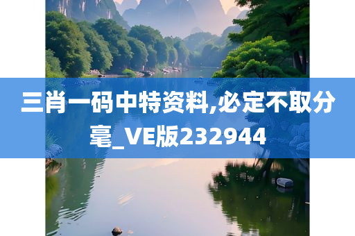 三肖一码中特资料,必定不取分毫_VE版232944