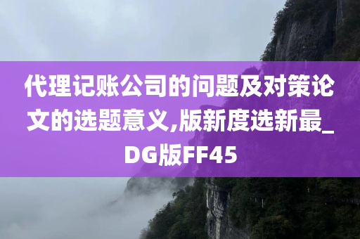 代理记账公司的问题及对策论文的选题意义,版新度选新最_DG版FF45