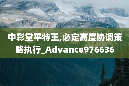 中彩堂平特王,必定高度协调策略执行_Advance976636