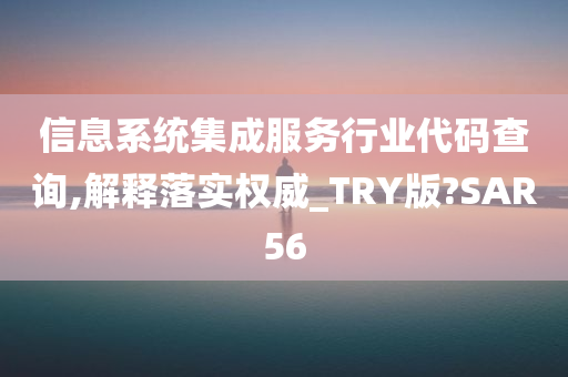 信息系统集成服务行业代码查询,解释落实权威_TRY版?SAR56