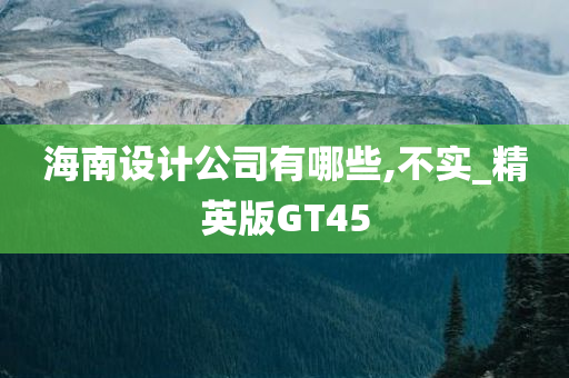 海南设计公司有哪些,不实_精英版GT45