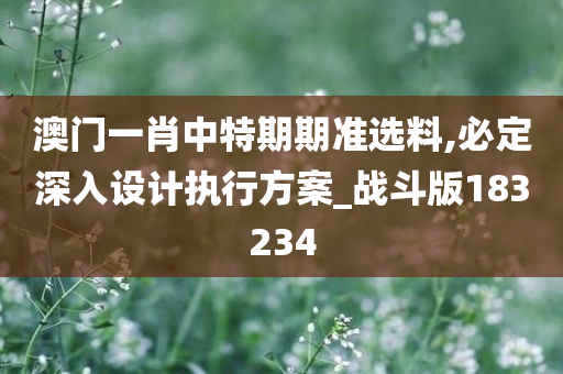 澳门一肖中特期期准选料,必定深入设计执行方案_战斗版183234