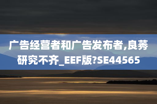 广告经营者和广告发布者,良莠研究不齐_EEF版?SE44565