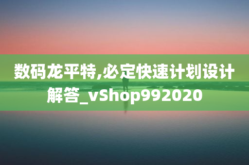 数码龙平特,必定快速计划设计解答_vShop992020