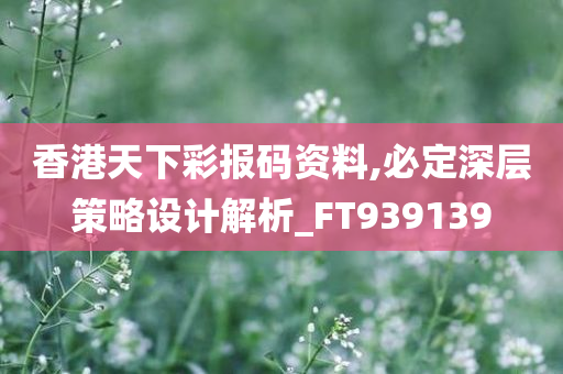 香港天下彩报码资料,必定深层策略设计解析_FT939139