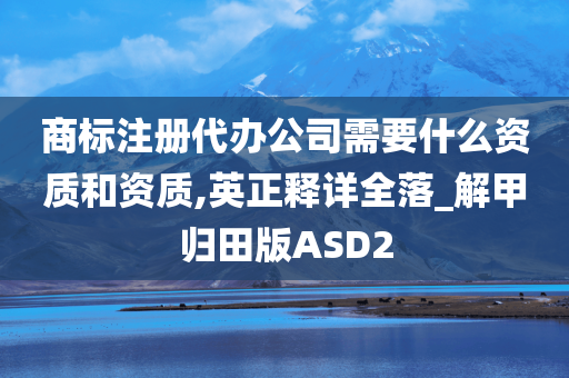 商标注册代办公司需要什么资质和资质,英正释详全落_解甲归田版ASD2