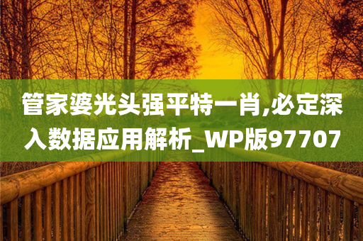 管家婆光头强平特一肖,必定深入数据应用解析_WP版977070