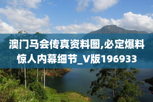 澳门马会传真资料图,必定爆料惊人内幕细节_V版196933