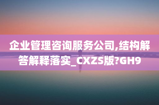 企业管理咨询服务公司,结构解答解释落实_CXZS版?GH9