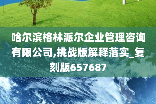 哈尔滨格林派尔企业管理咨询有限公司,挑战版解释落实_复刻版657687