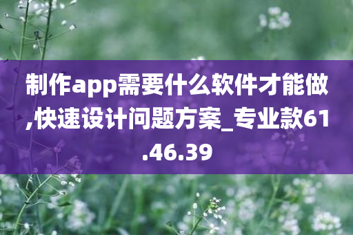 制作app需要什么软件才能做,快速设计问题方案_专业款61.46.39