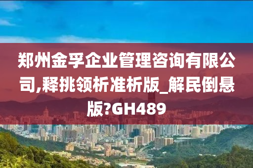 郑州金孚企业管理咨询有限公司,释挑领析准析版_解民倒悬版?GH489