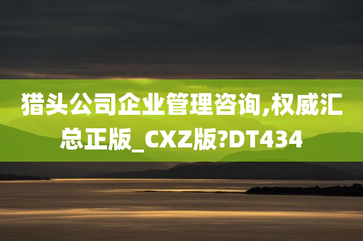 猎头公司企业管理咨询,权威汇总正版_CXZ版?DT434