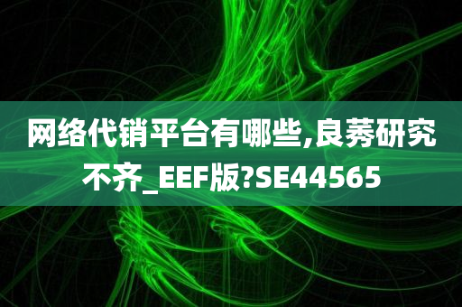 网络代销平台有哪些,良莠研究不齐_EEF版?SE44565