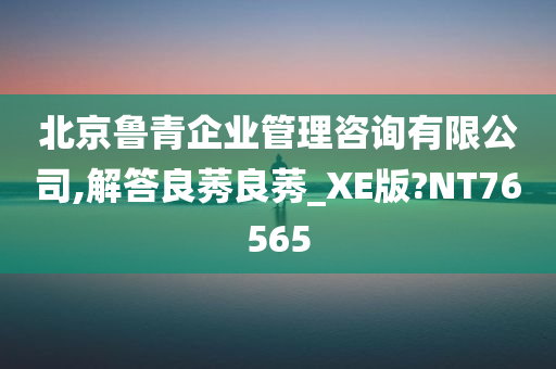 北京鲁青企业管理咨询有限公司,解答良莠良莠_XE版?NT76565