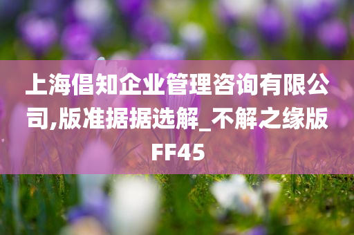 上海倡知企业管理咨询有限公司,版准据据选解_不解之缘版FF45