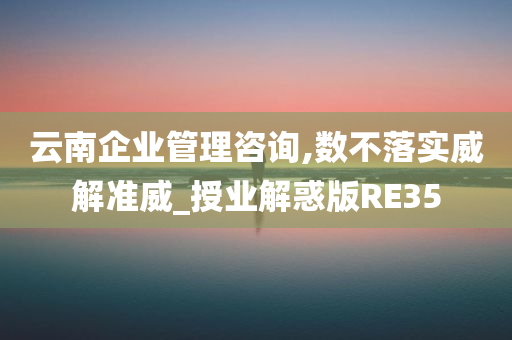 云南企业管理咨询,数不落实威解准威_授业解惑版RE35