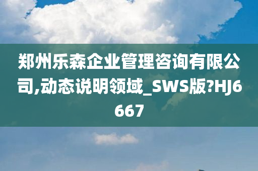 郑州乐森企业管理咨询有限公司,动态说明领域_SWS版?HJ6667