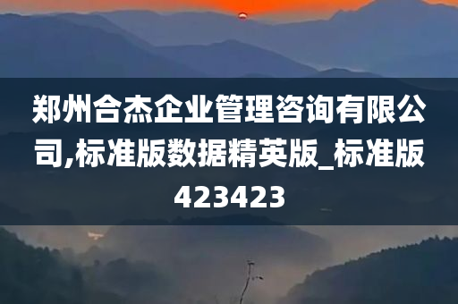 郑州合杰企业管理咨询有限公司,标准版数据精英版_标准版423423