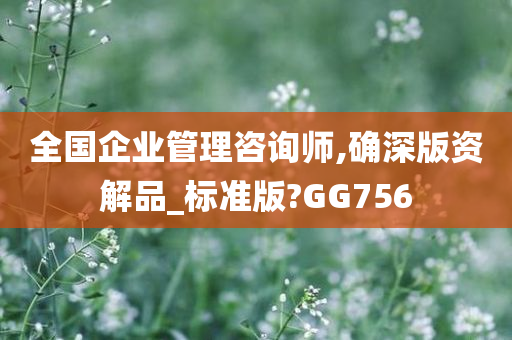 全国企业管理咨询师,确深版资解品_标准版?GG756