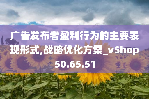 广告发布者盈利行为的主要表现形式,战略优化方案_vShop50.65.51