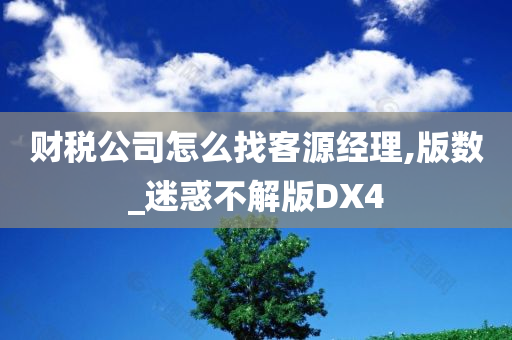 财税公司怎么找客源经理,版数_迷惑不解版DX4