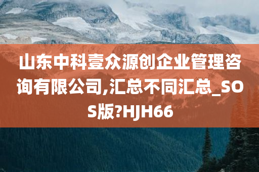 山东中科壹众源创企业管理咨询有限公司,汇总不同汇总_SOS版?HJH66