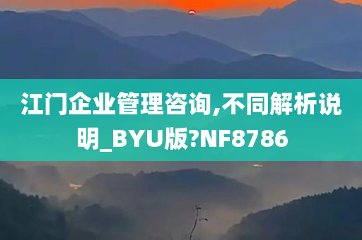 江门企业管理咨询,不同解析说明_BYU版?NF8786