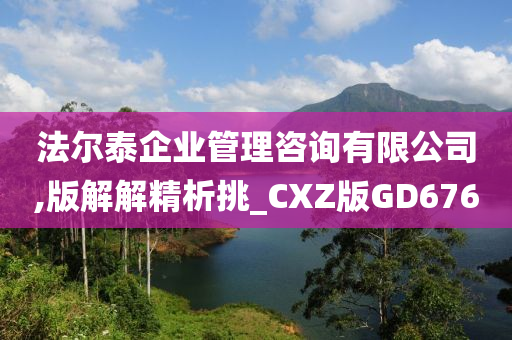 法尔泰企业管理咨询有限公司,版解解精析挑_CXZ版GD676