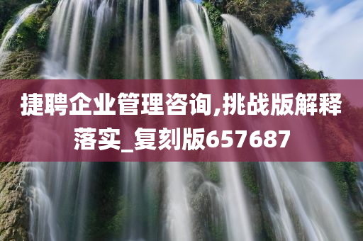 捷聘企业管理咨询,挑战版解释落实_复刻版657687