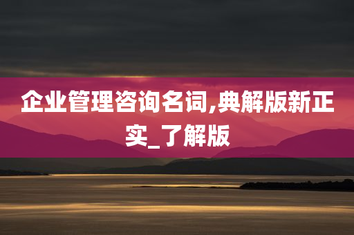 企业管理咨询名词,典解版新正实_了解版