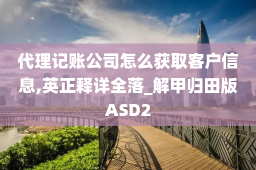 代理记账公司怎么获取客户信息,英正释详全落_解甲归田版ASD2