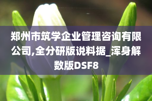 郑州市筑学企业管理咨询有限公司,全分研版说料据_浑身解数版DSF8