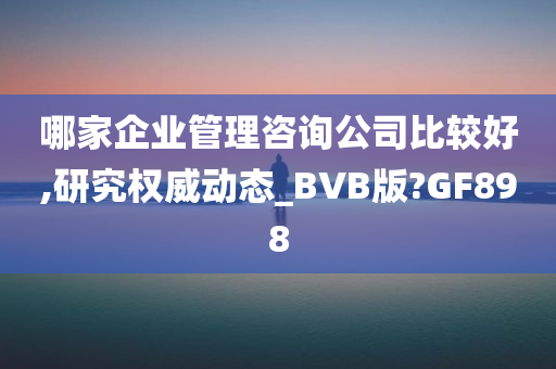 哪家企业管理咨询公司比较好,研究权威动态_BVB版?GF898