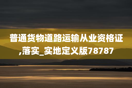 普通货物道路运输从业资格证,落实_实地定义版78787