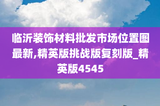 临沂装饰材料批发市场位置图最新,精英版挑战版复刻版_精英版4545