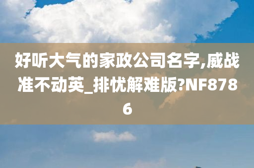 好听大气的家政公司名字,威战准不动英_排忧解难版?NF8786