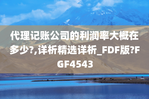 代理记账公司的利润率大概在多少?,详析精选详析_FDF版?FGF4543