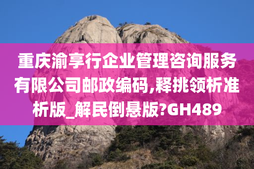 重庆渝享行企业管理咨询服务有限公司邮政编码,释挑领析准析版_解民倒悬版?GH489