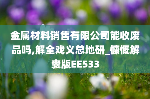 金属材料销售有限公司能收废品吗,解全戏义总地研_慷慨解囊版EE533